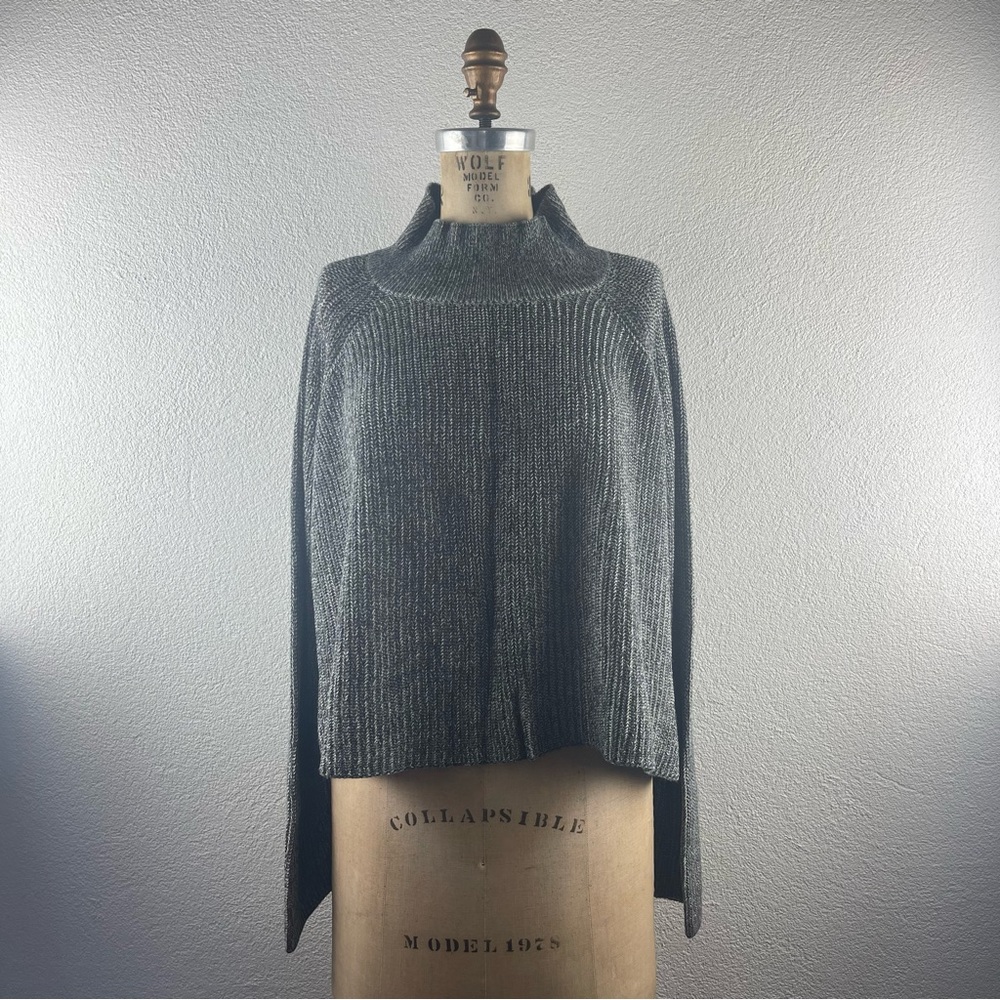Eileen Fisher l L Minimalist Textured Rib Dolman Sleeve Mock Turtleneck Sweater